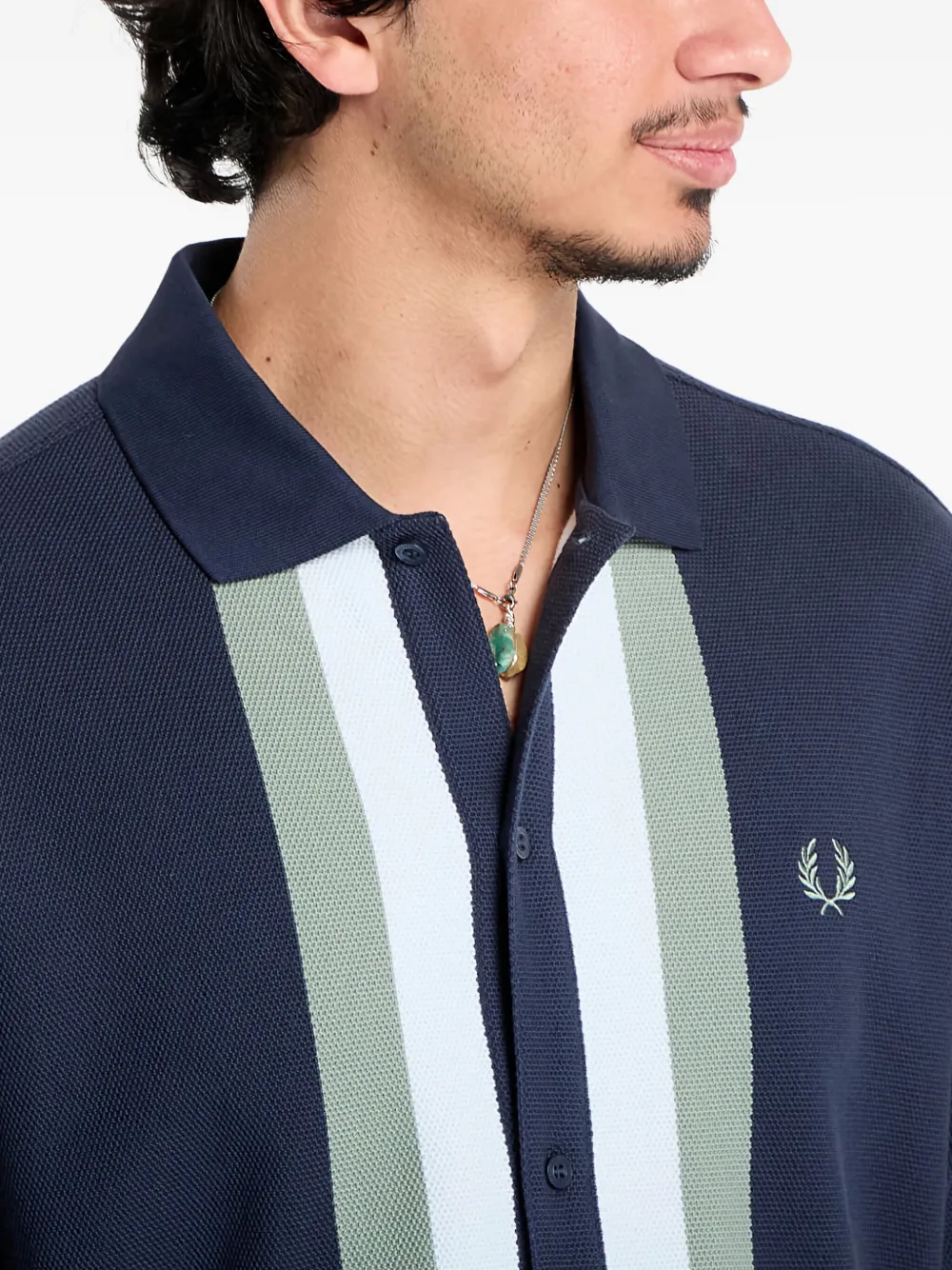 Fred Perry Overhemd met knopen en vlakken Blauw