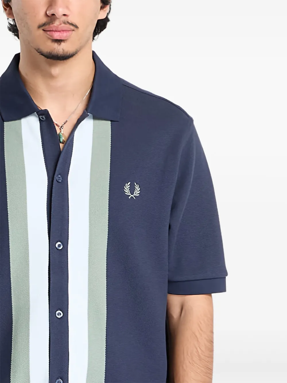 Fred Perry Overhemd met knopen en vlakken Blauw