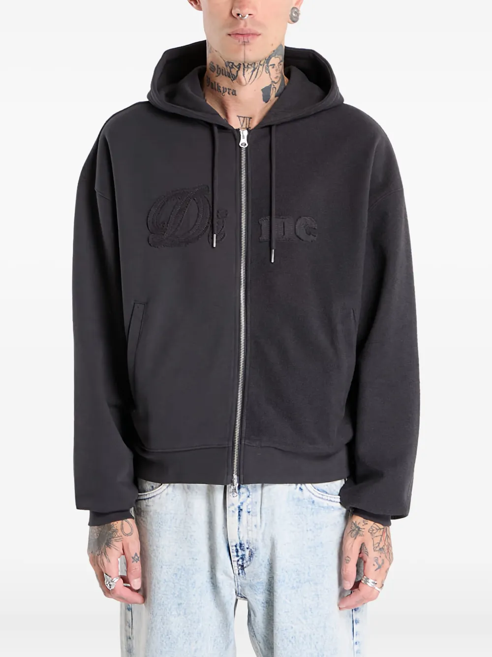 Dime Reverse French-terry Zip Hoodie In Black