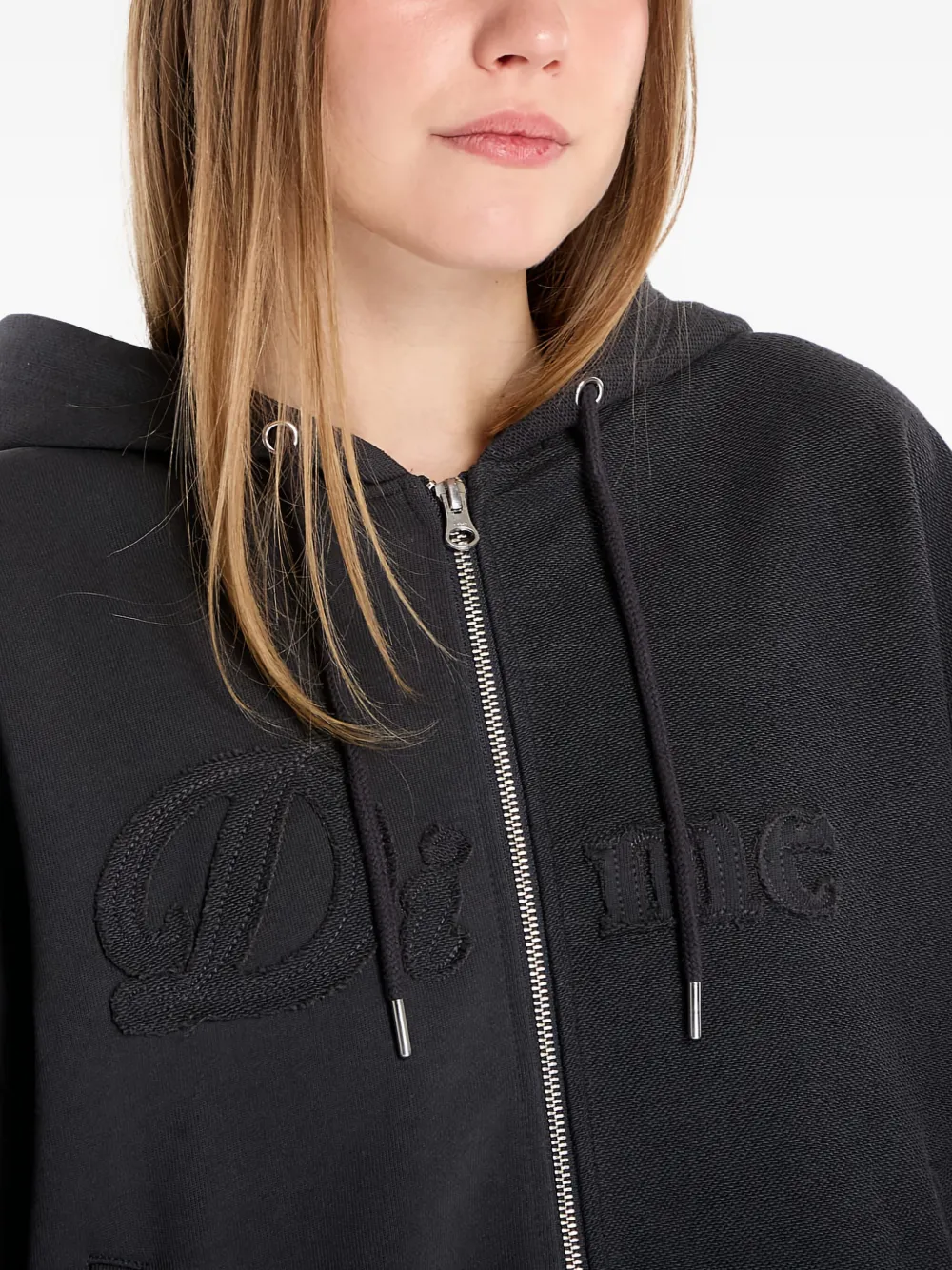 Dime Reverse French-terry Zip Hoodie In Black