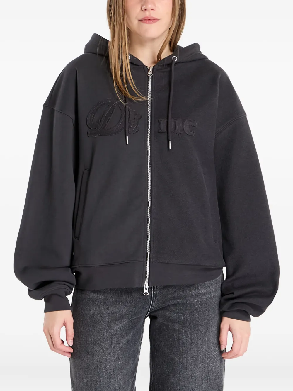 Dime Reverse French-terry Zip Hoodie In Black