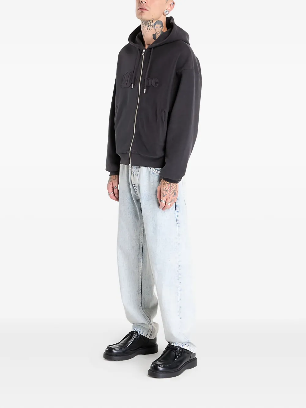 Dime Reverse French-terry Zip Hoodie In Black