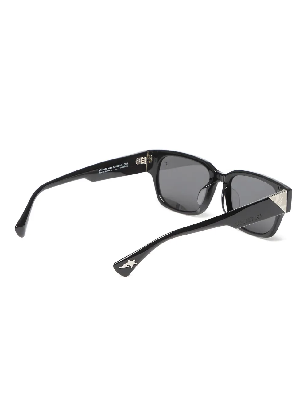 A BATHING APE Zonnebril met rechthoekig montuur en logodetail Zwart