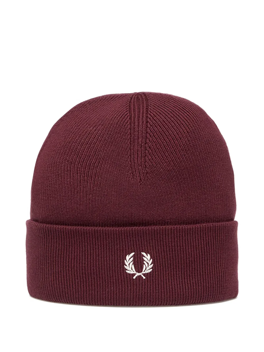 Fred Perry Embroidered Logo Beanie Hat In Burgundy