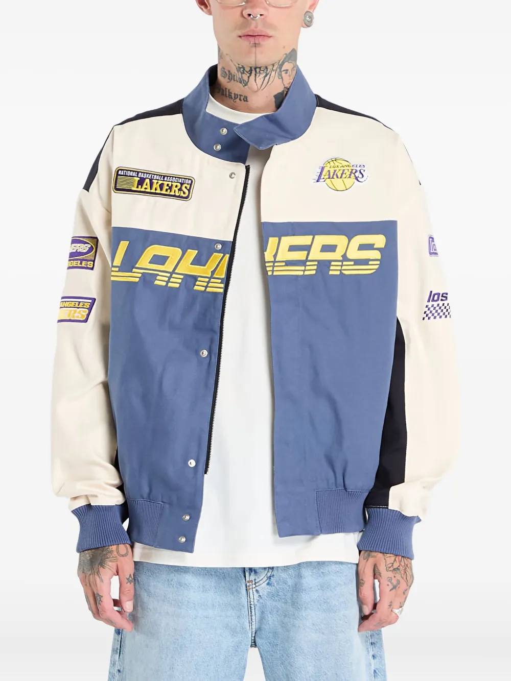 New Era Nba Motorsport Los Angeles Lakers Jacket In Blue