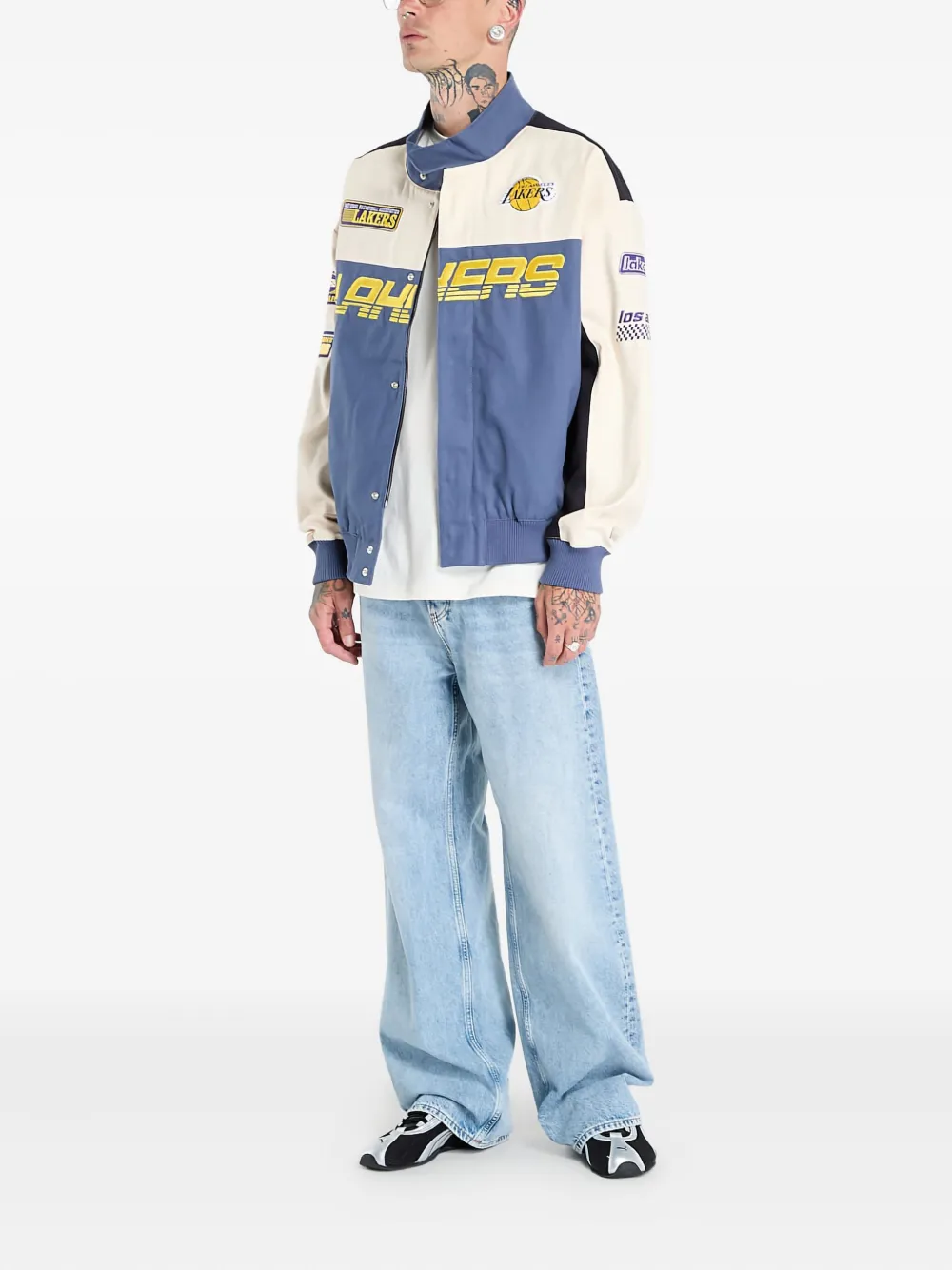 New Era Nba Motorsport Los Angeles Lakers Jacket In Blue