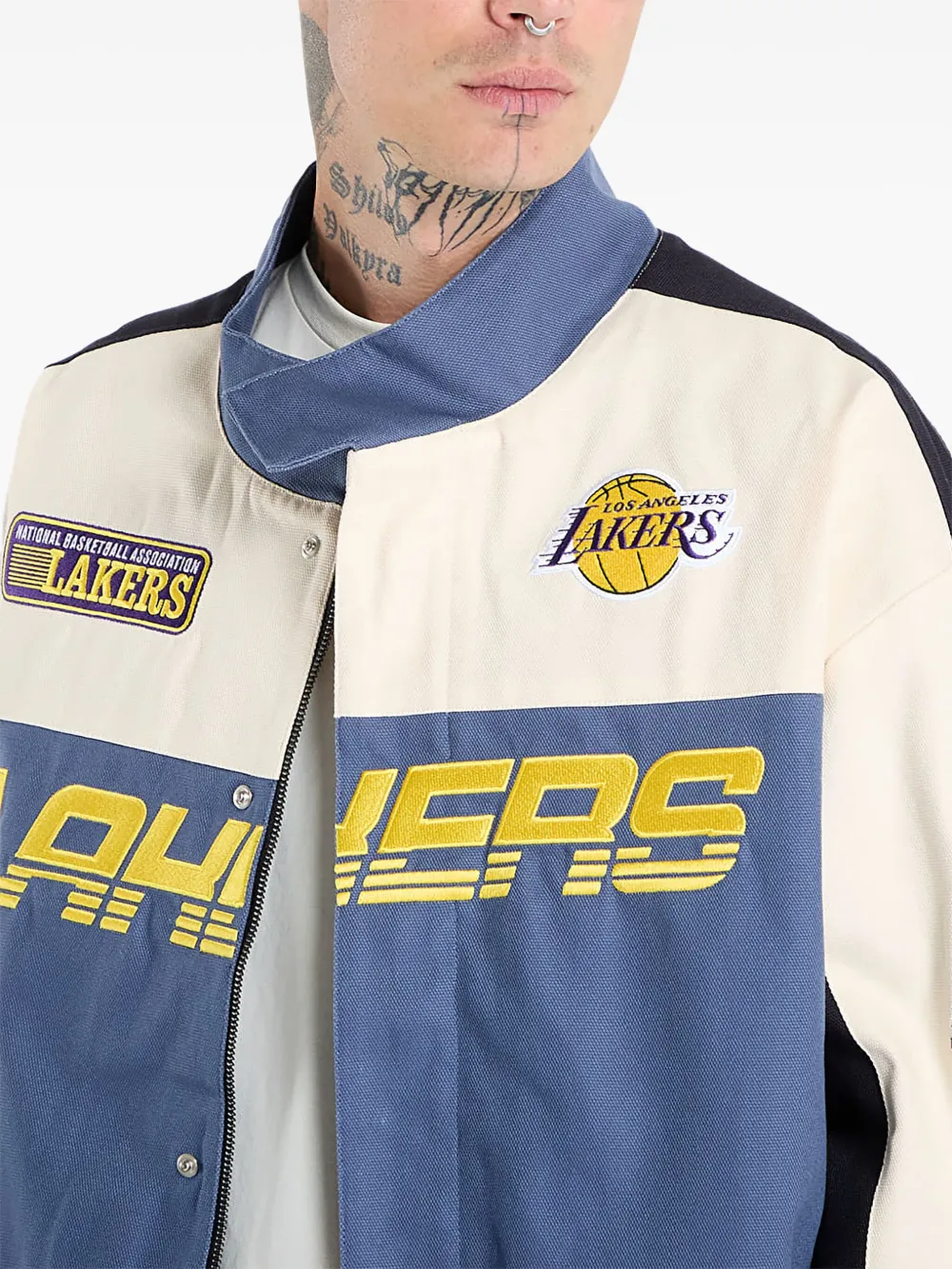 New Era Nba Motorsport Los Angeles Lakers Jacket In Blue