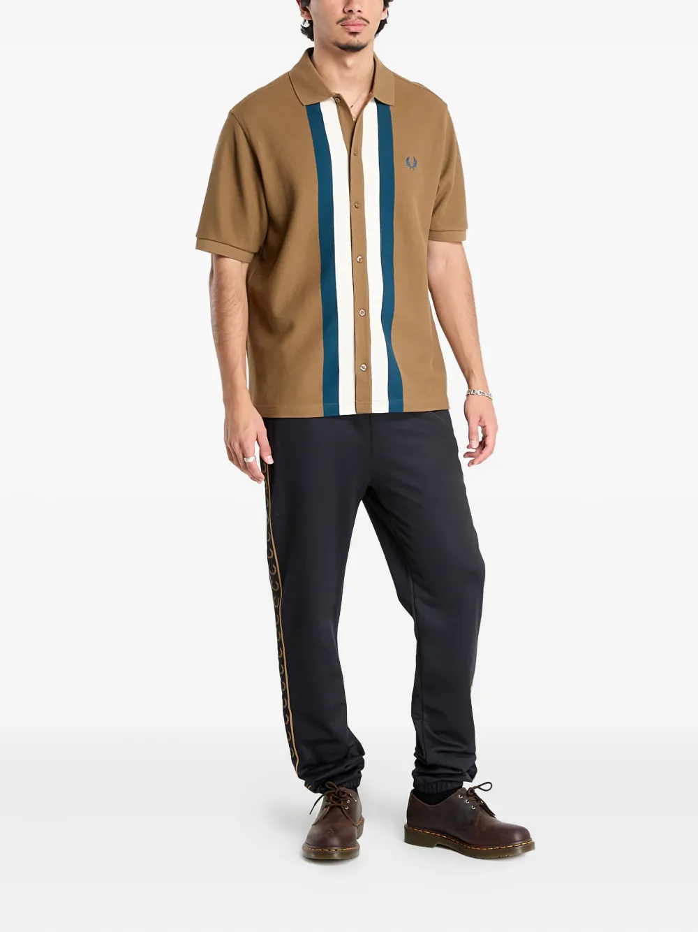 Fred Perry Overhemd met vlakken en knopen - Bruin