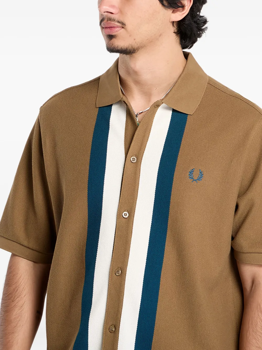 Fred Perry Overhemd met vlakken en knopen Bruin