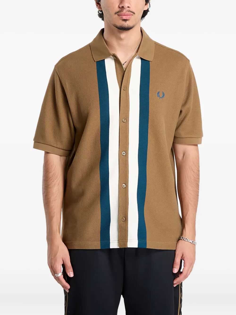 Fred Perry panelled buttoned shirt | Brown | Image 1