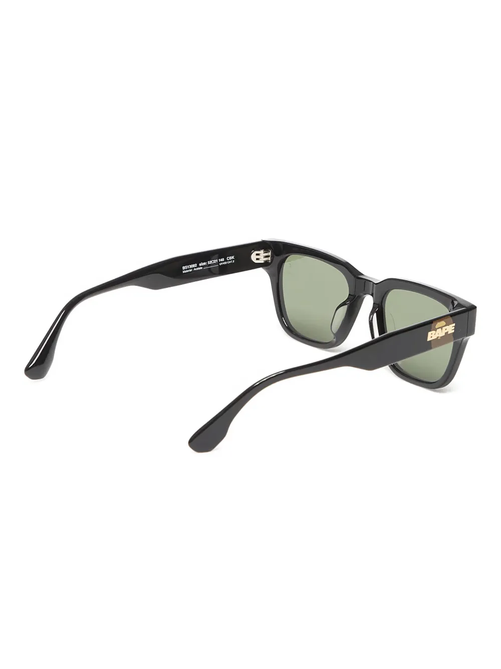 A BATHING APE Zonnebril met vierkant montuur Zwart