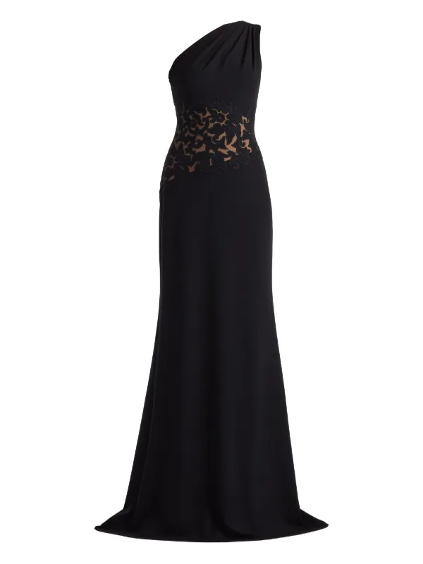 Tadashi Shoji one-shoulder floral-detail Maxi Dress | Black | FARFETCH