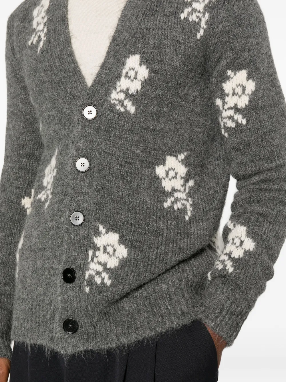 Jil Sander Vest met V-hals en bloem intarsia Grijs