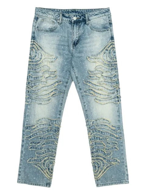 Free Refills zebra-pattern rhinestone jeans