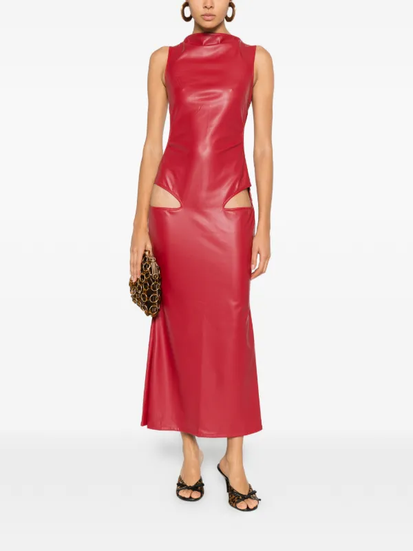 red cut out midi dress Red Sleeveless Cut-out Front Midi Dress