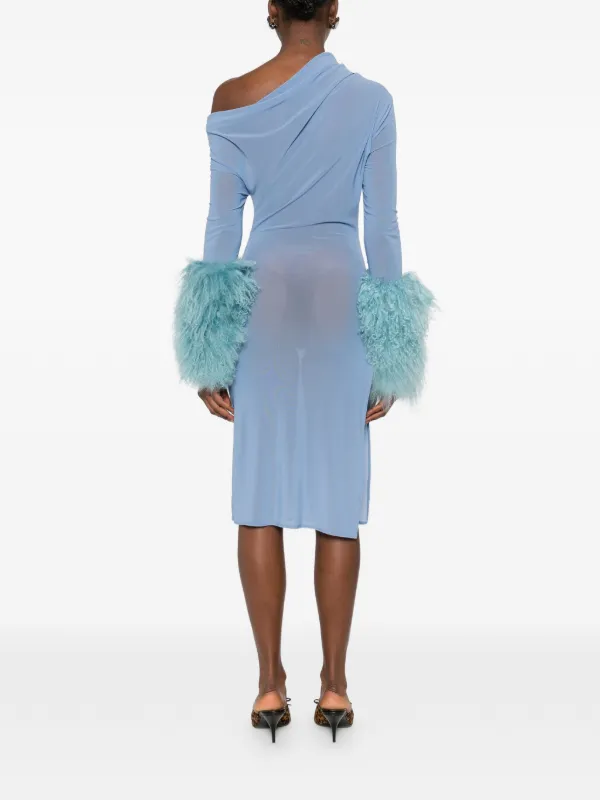 princess polly baby blue dress Cowboys Of Habit fur-detail Draped Dress | Blue