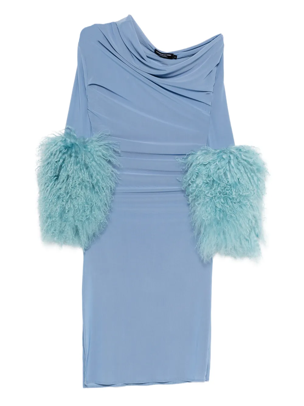 Cowboys of Habit fur-detail draped dress - Blu