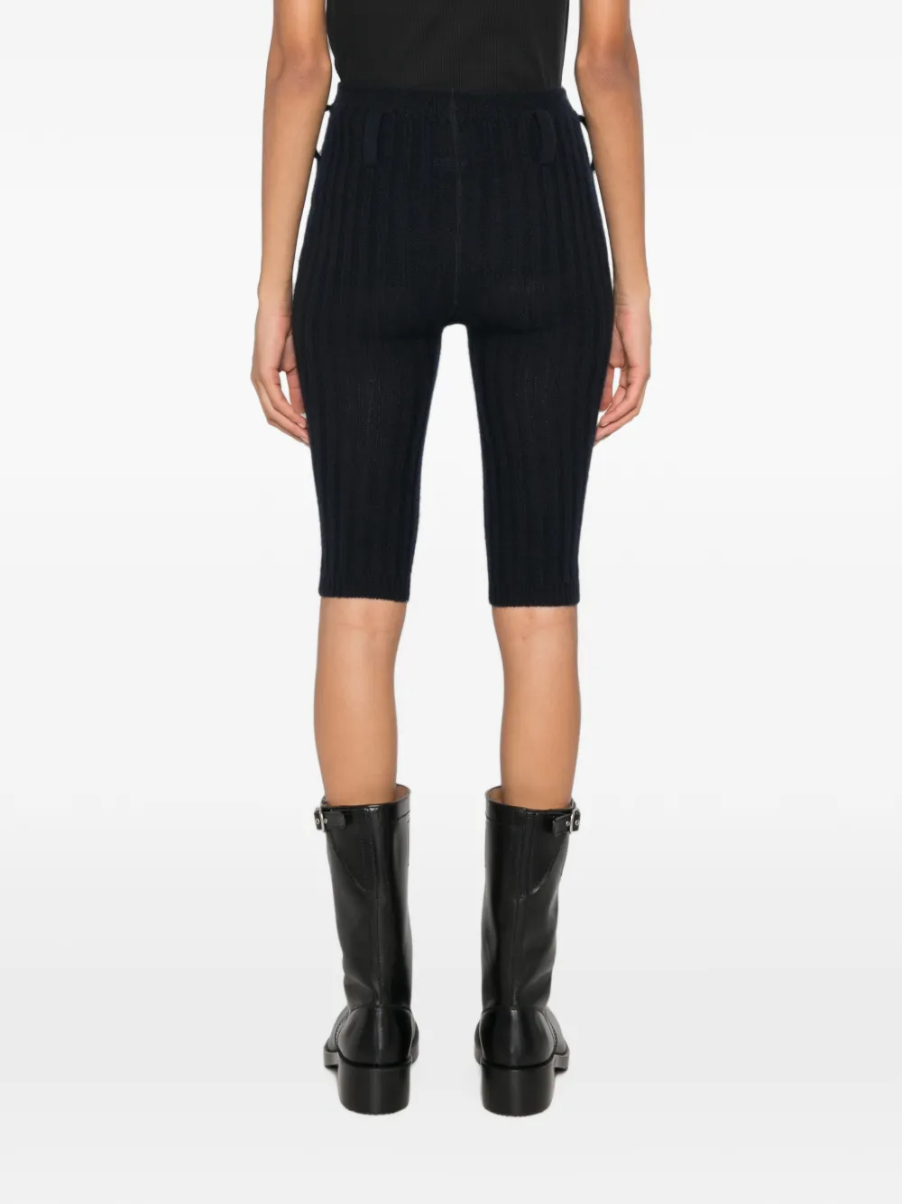 Prada Ribgebreide shorts met riemlussen Blauw