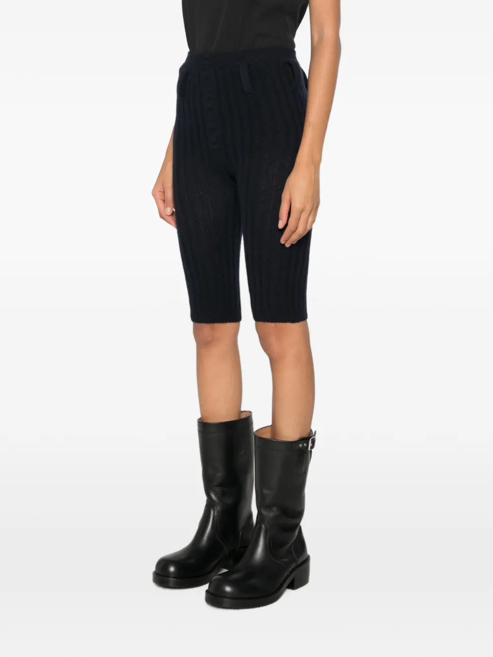 Prada Ribgebreide shorts met riemlussen Blauw