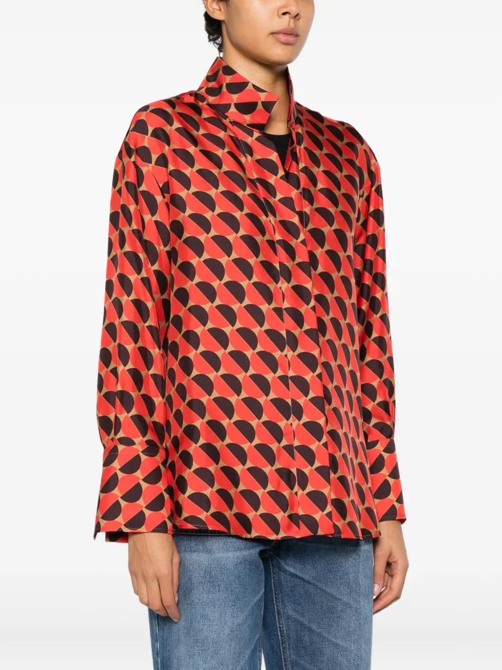 Alberto Biani Geometric-pattern Shirt In Orange