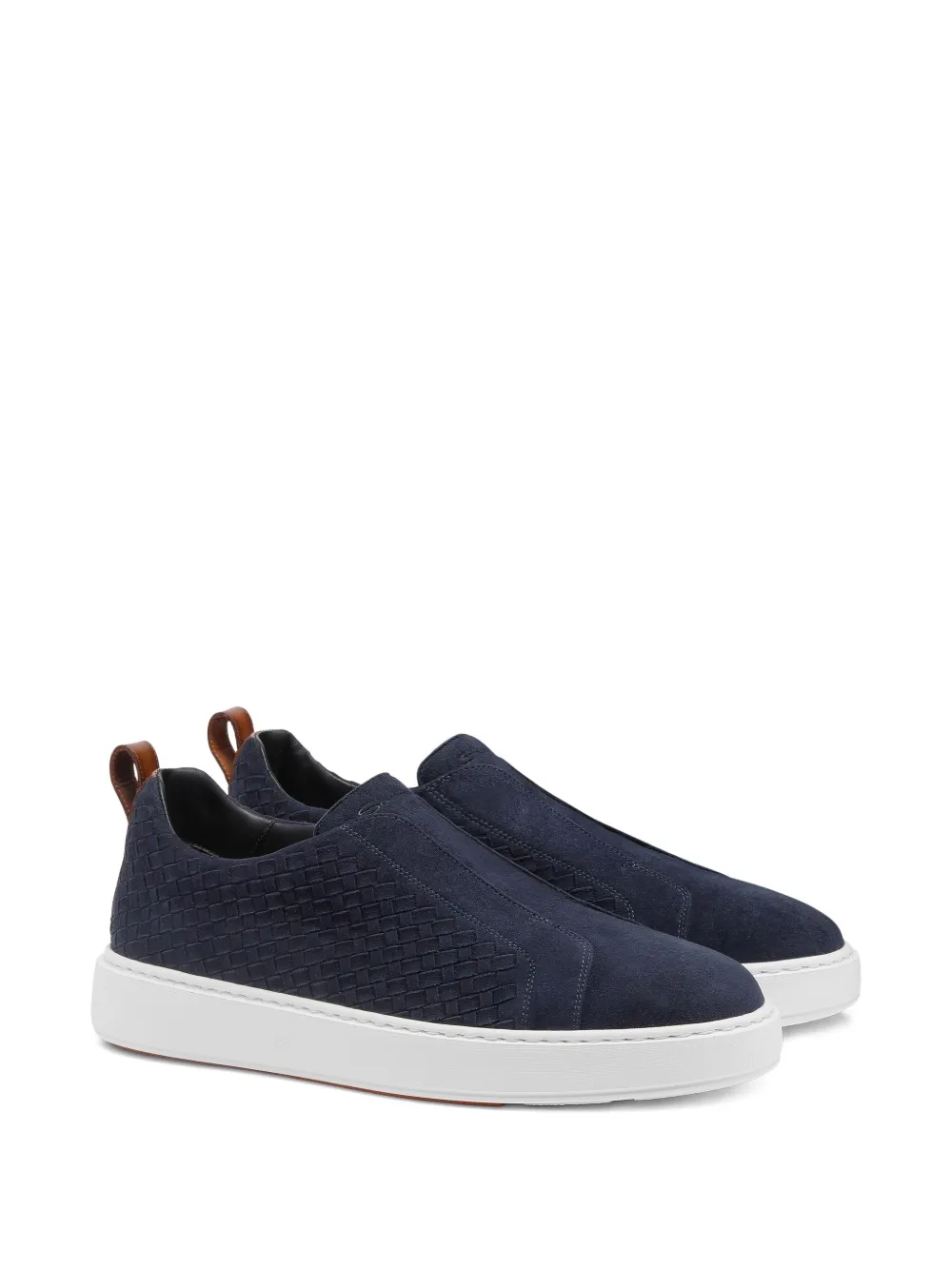 Santoni Geweven suède slip-on sneakers Blauw