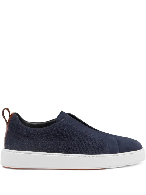 Santoni woven suede slip-on sneakers