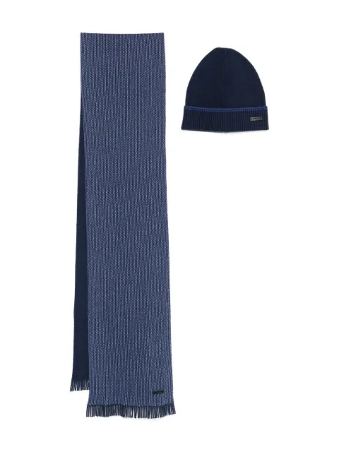 BOSS logo-patch scarf and beanie set