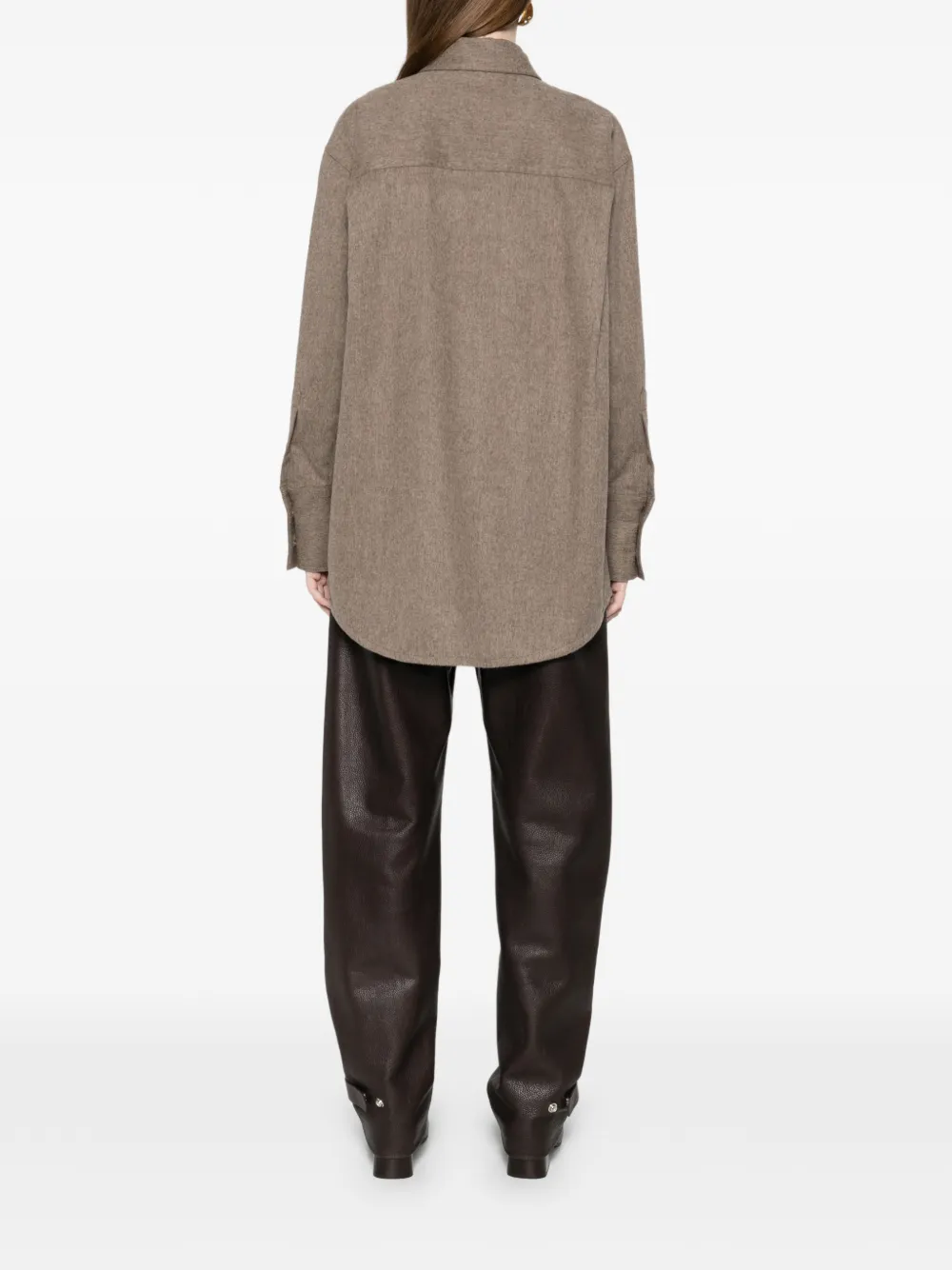 Co Collection Patch-pocket Button-front Overshirt In Brown