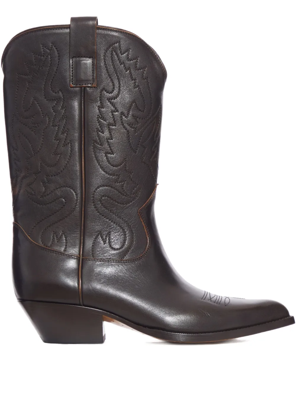 Buttero Embroidered-detail Leather Boots In Brown