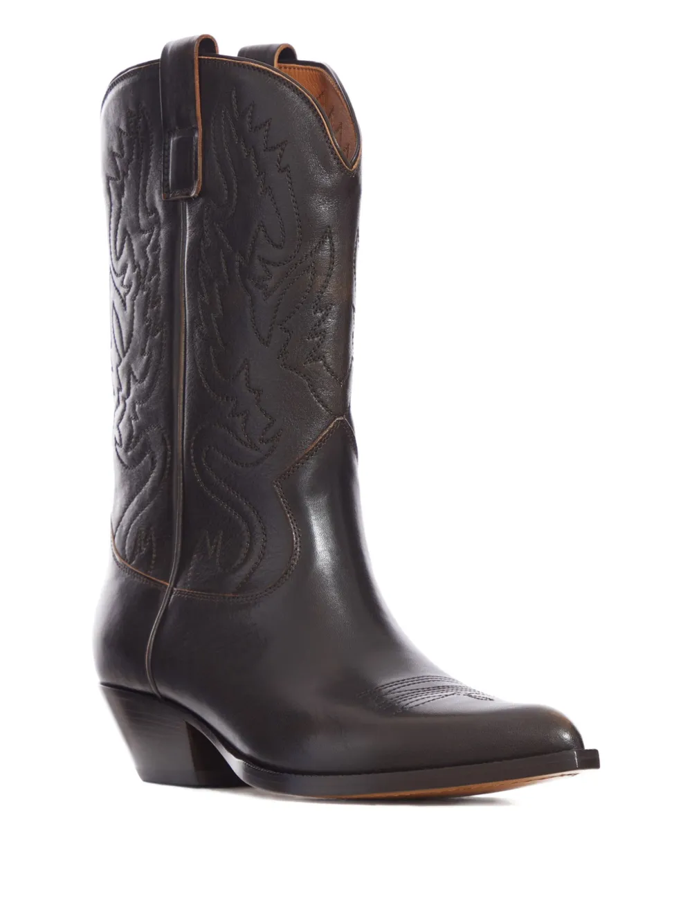 Buttero Embroidered-detail Leather Boots In Brown