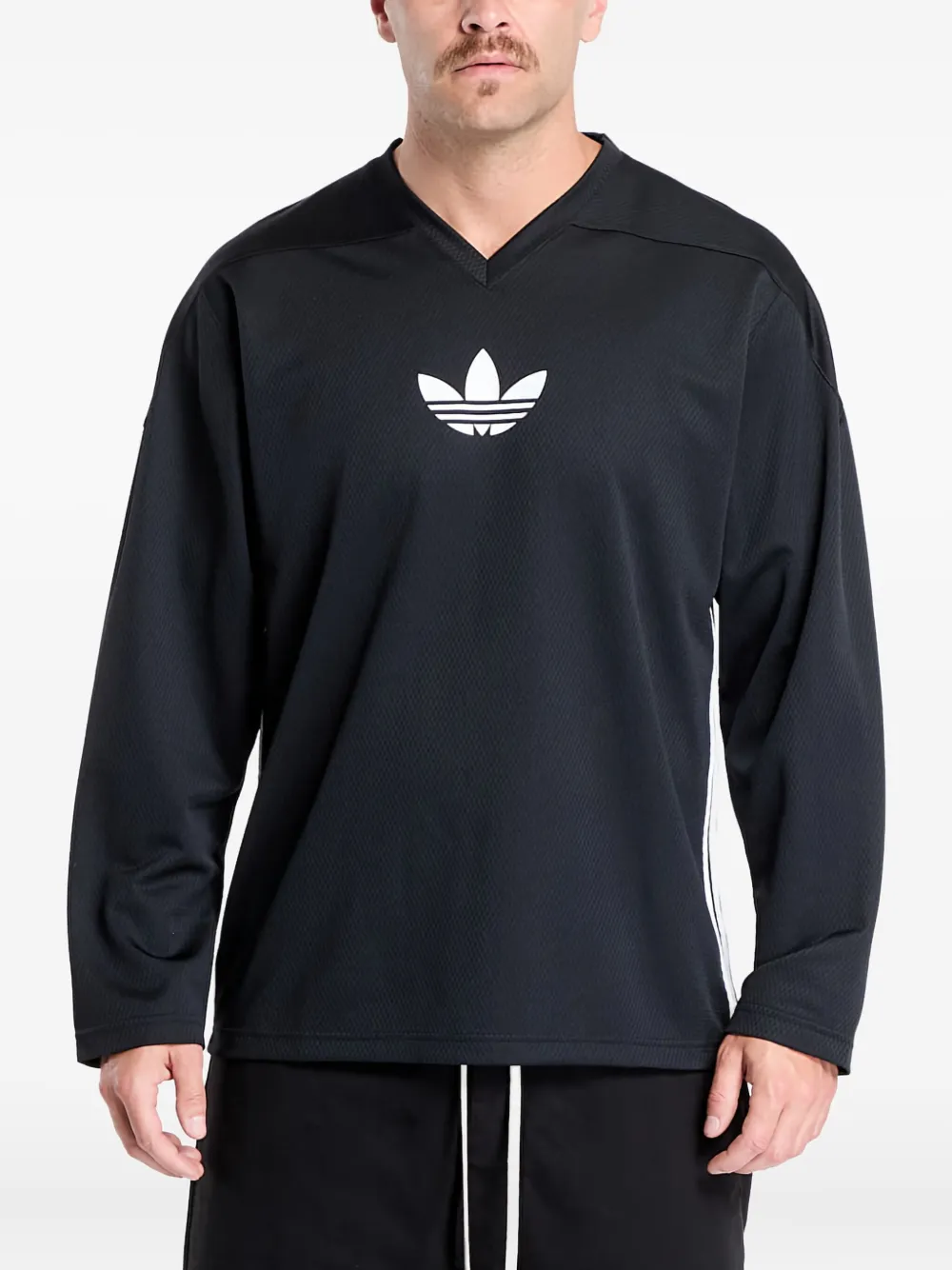 adidas Adicolor mesh T-shirt met logo en lange mouwen Zwart
