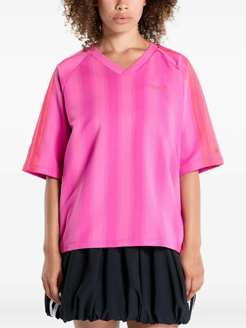 adidas T-shirt a righe - Rosa