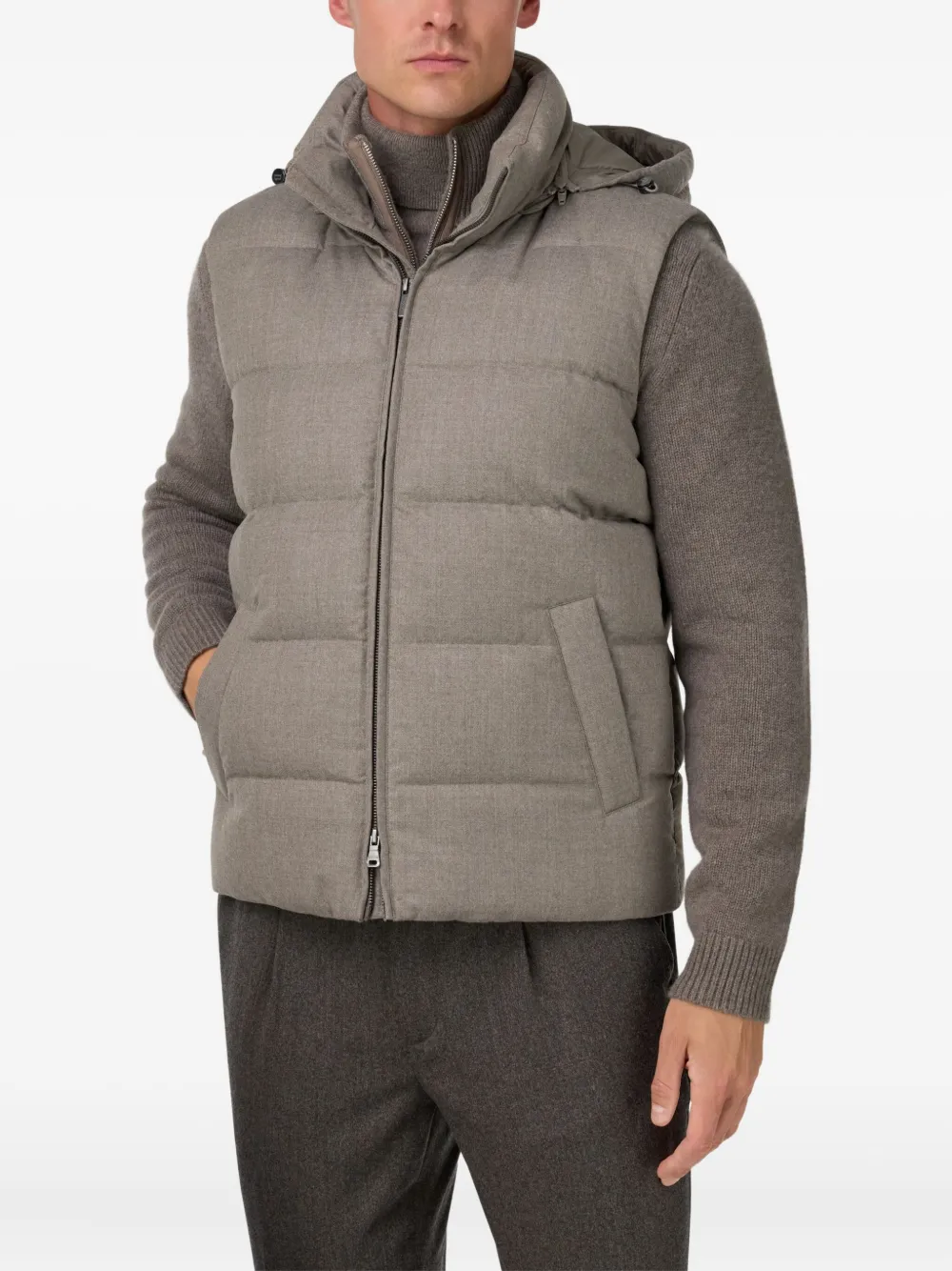 Boggi Milano Bodywarmer met capuchon Beige