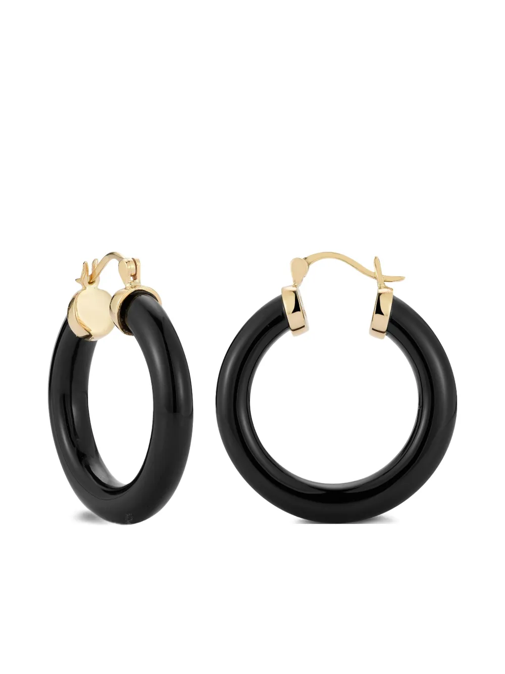 Mateo 14k Yellow Gold Onyx Donut Hoop Earrings In Black