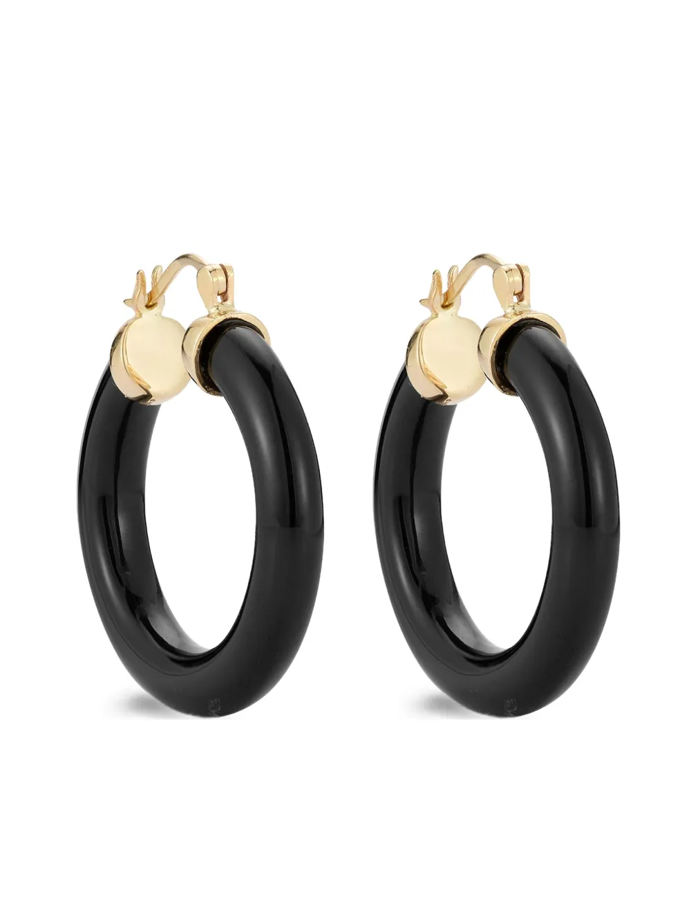 Mateo aretes Donut en oro amarillo de 14kt con ónix | negro | Image 1