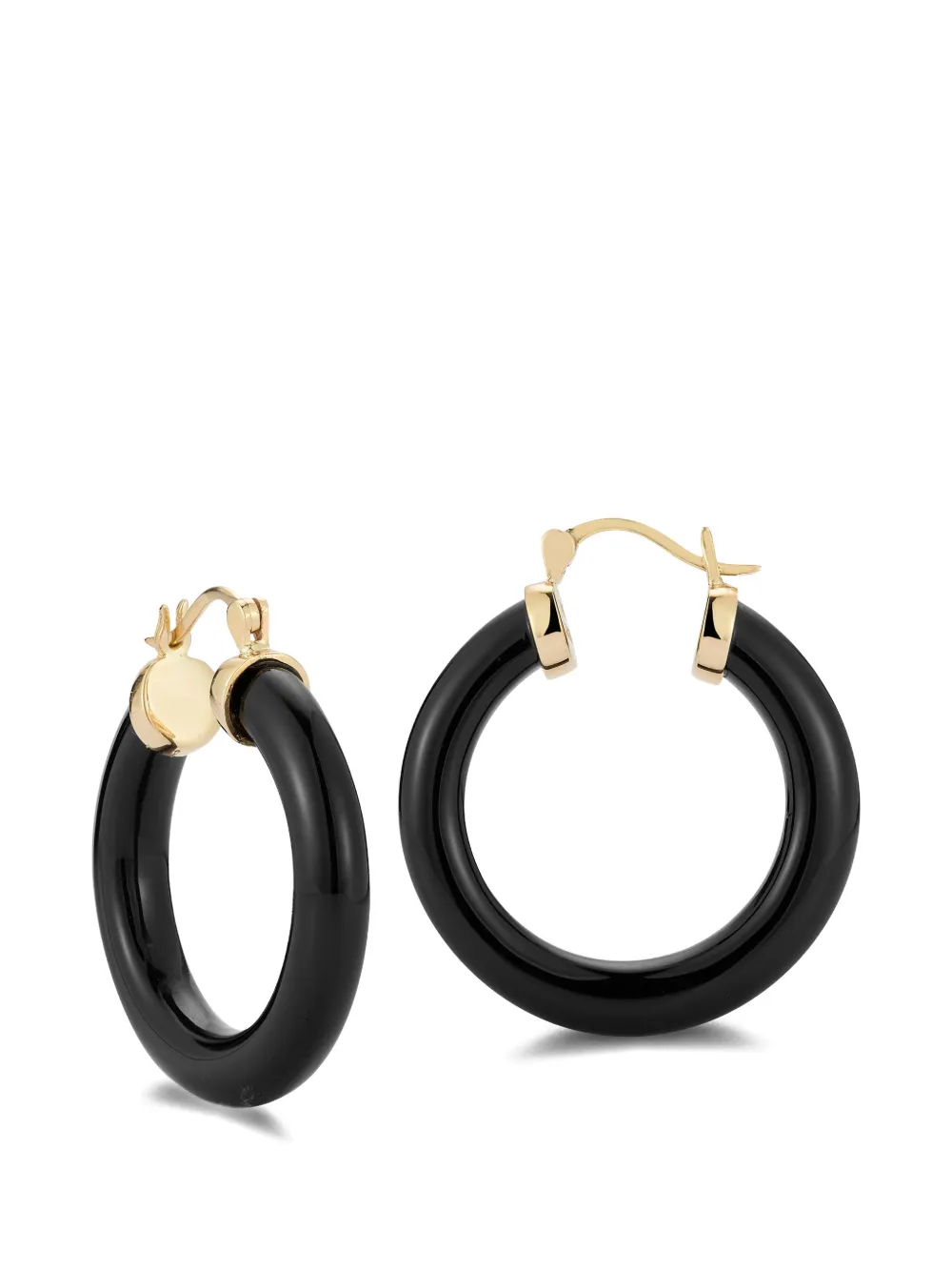 Mateo 14K yellow gold onyx Donut hoop earrings - Nero