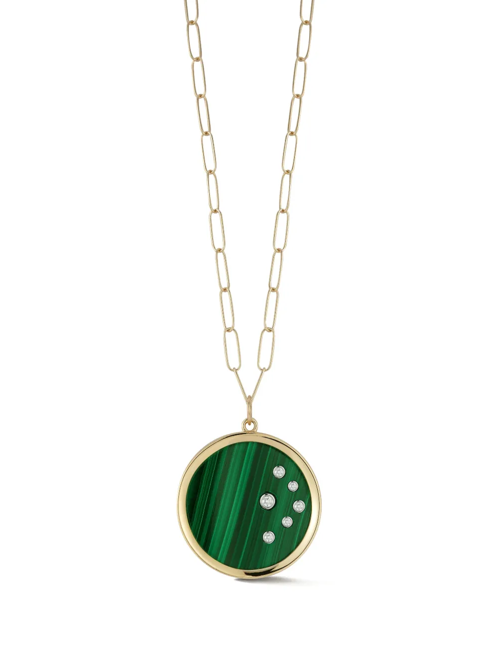 Mateo 14k Yellow Gold Diamond And Malachite Necklace In Brown
