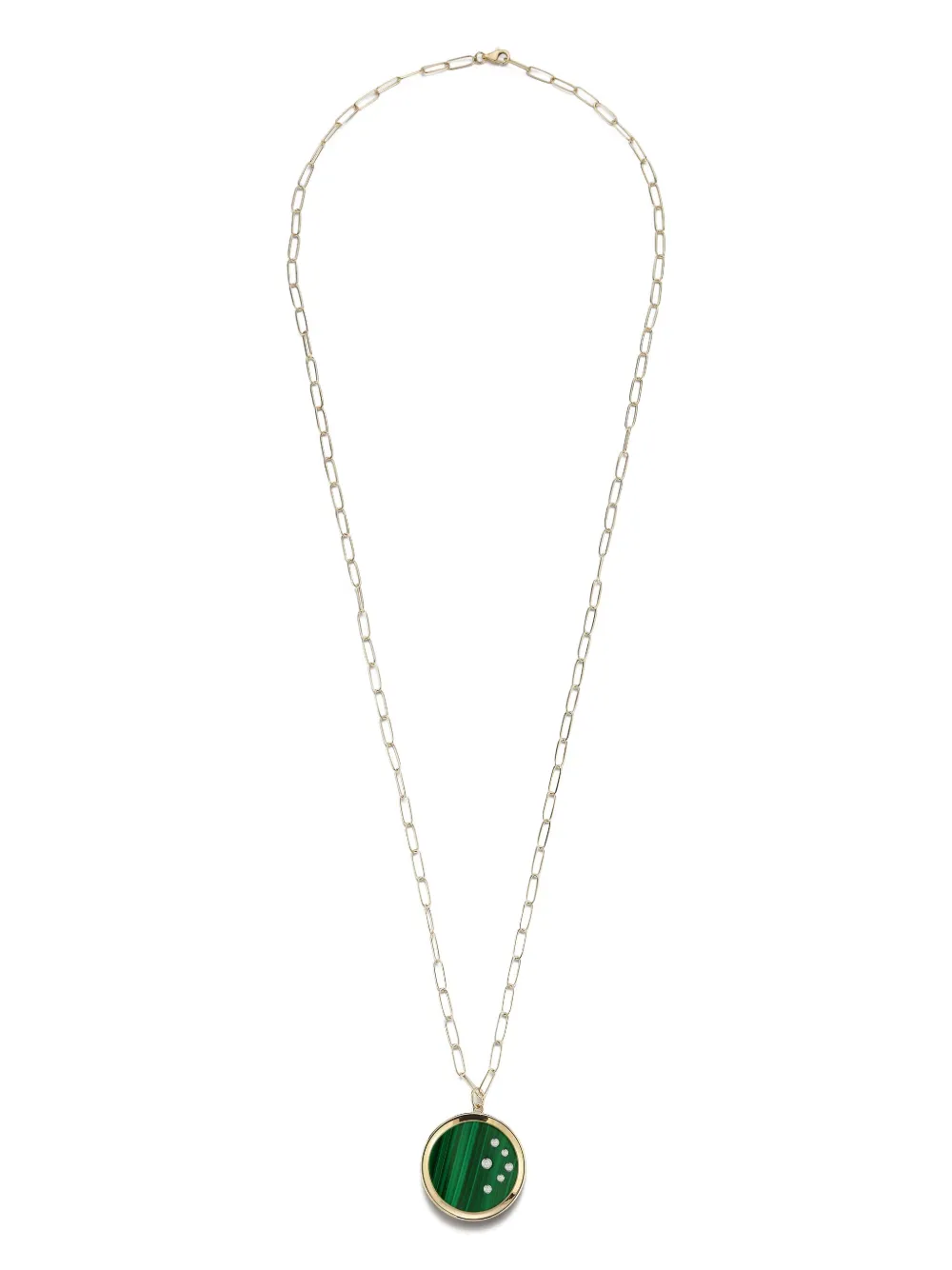 Mateo 14k Yellow Gold Diamond And Malachite Necklace In Brown