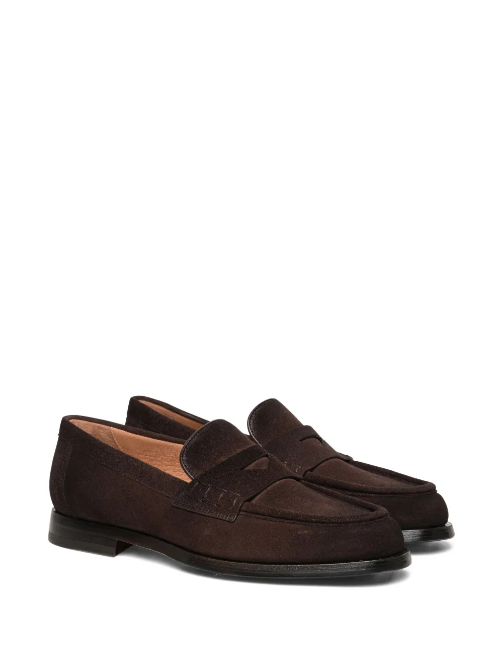 Santoni Suede Penny Loafers In Brown