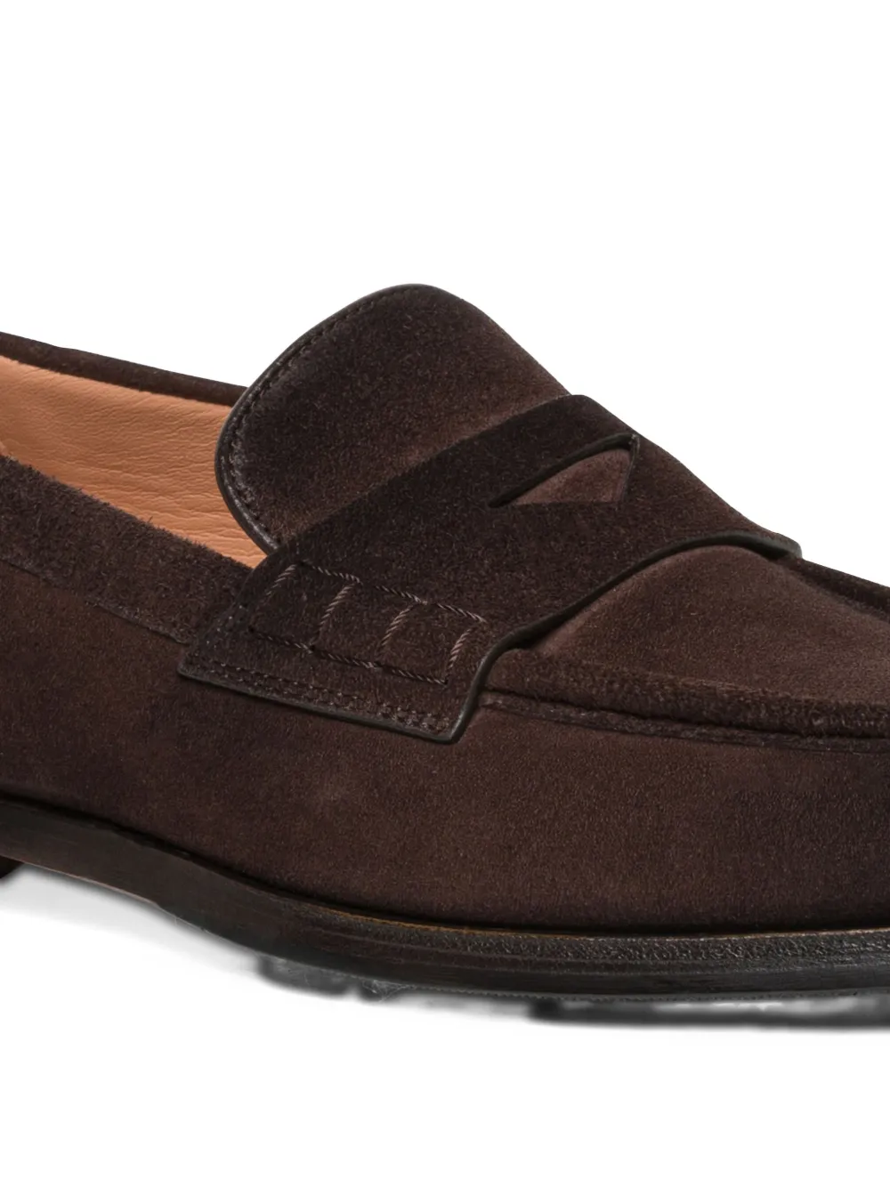 Santoni Suede Penny Loafers In Brown
