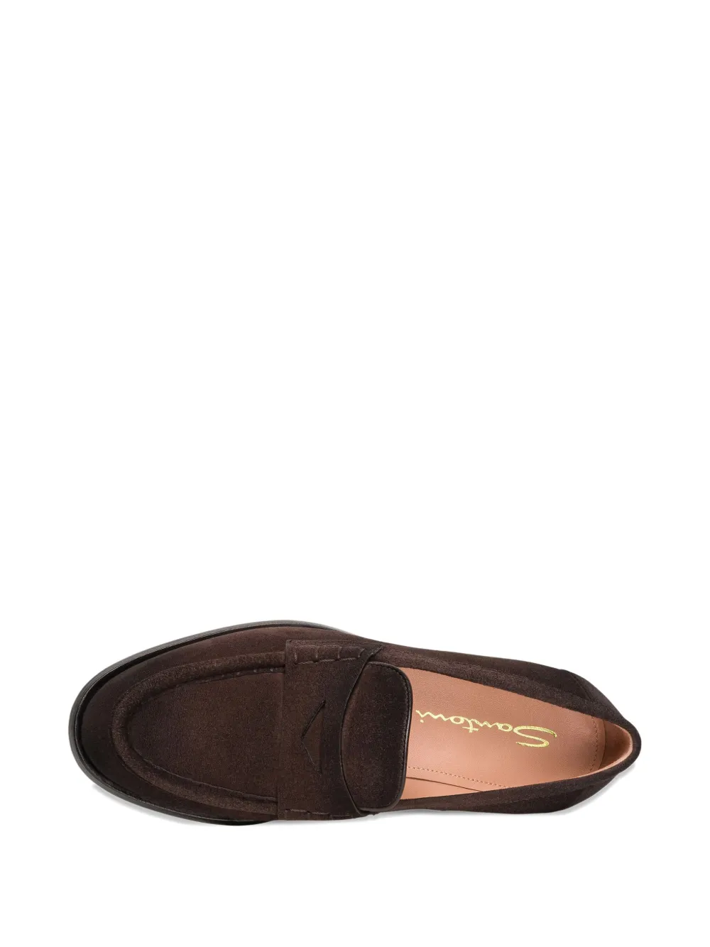 Santoni Suede Penny Loafers In Brown