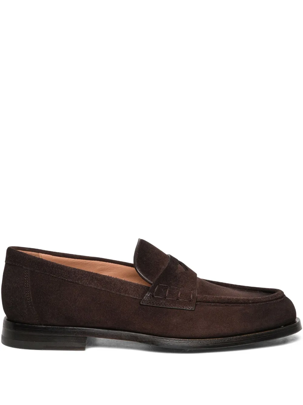 Santoni Suede Penny Loafers In Brown