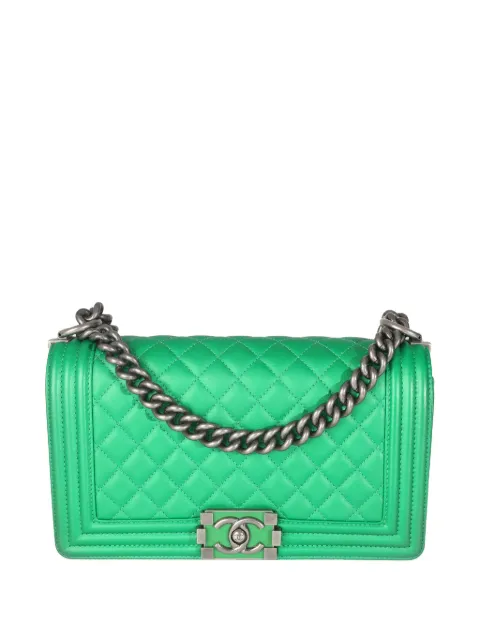 CHANEL Pre-Owned 2014-2015 medium Boy Chanel quilted-lambskin shoulder bag