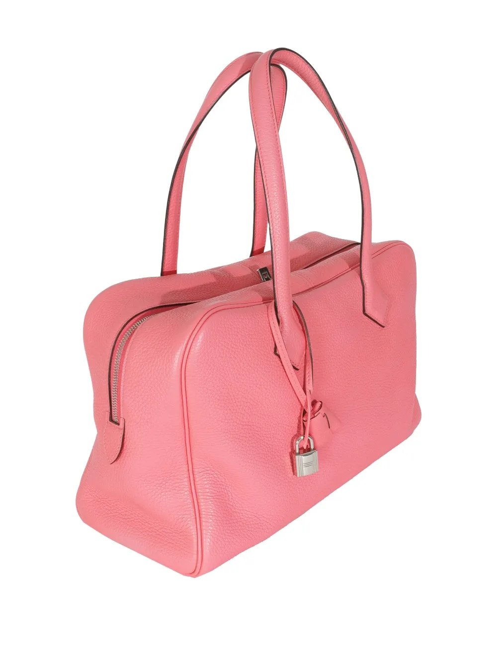 Pre-owned Hermes 2017 Victoria Ii 35 Padlock-detail Tote Bag In Pink