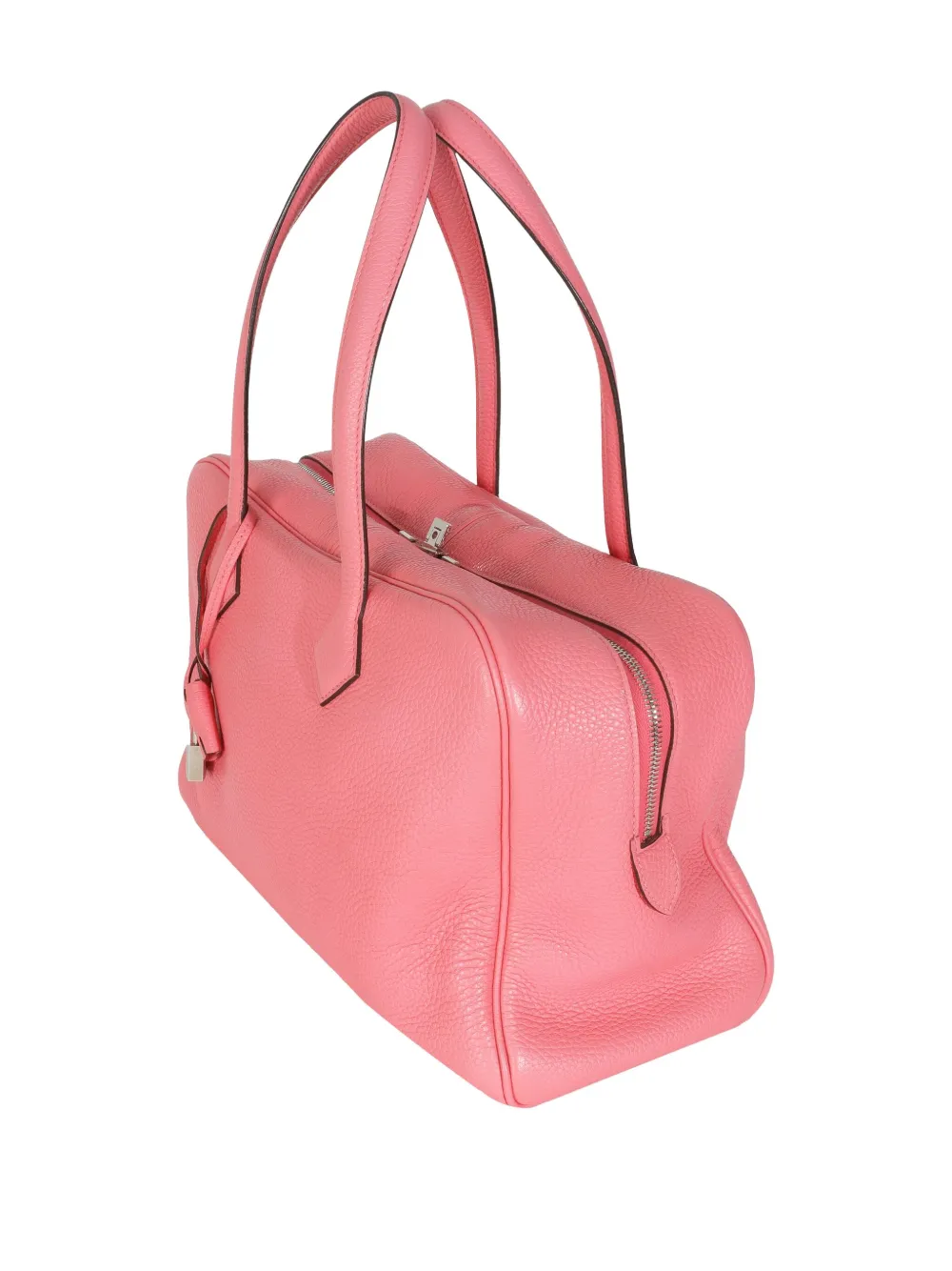 Pre-owned Hermes 2017 Victoria Ii 35 Padlock-detail Tote Bag In Pink