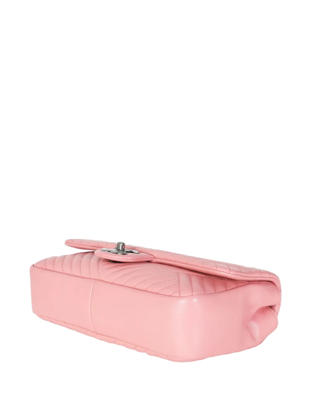 Pre-owned Chanel 2015-2016 Flap Bag Medium Chevron Shoulder Bag In Pink