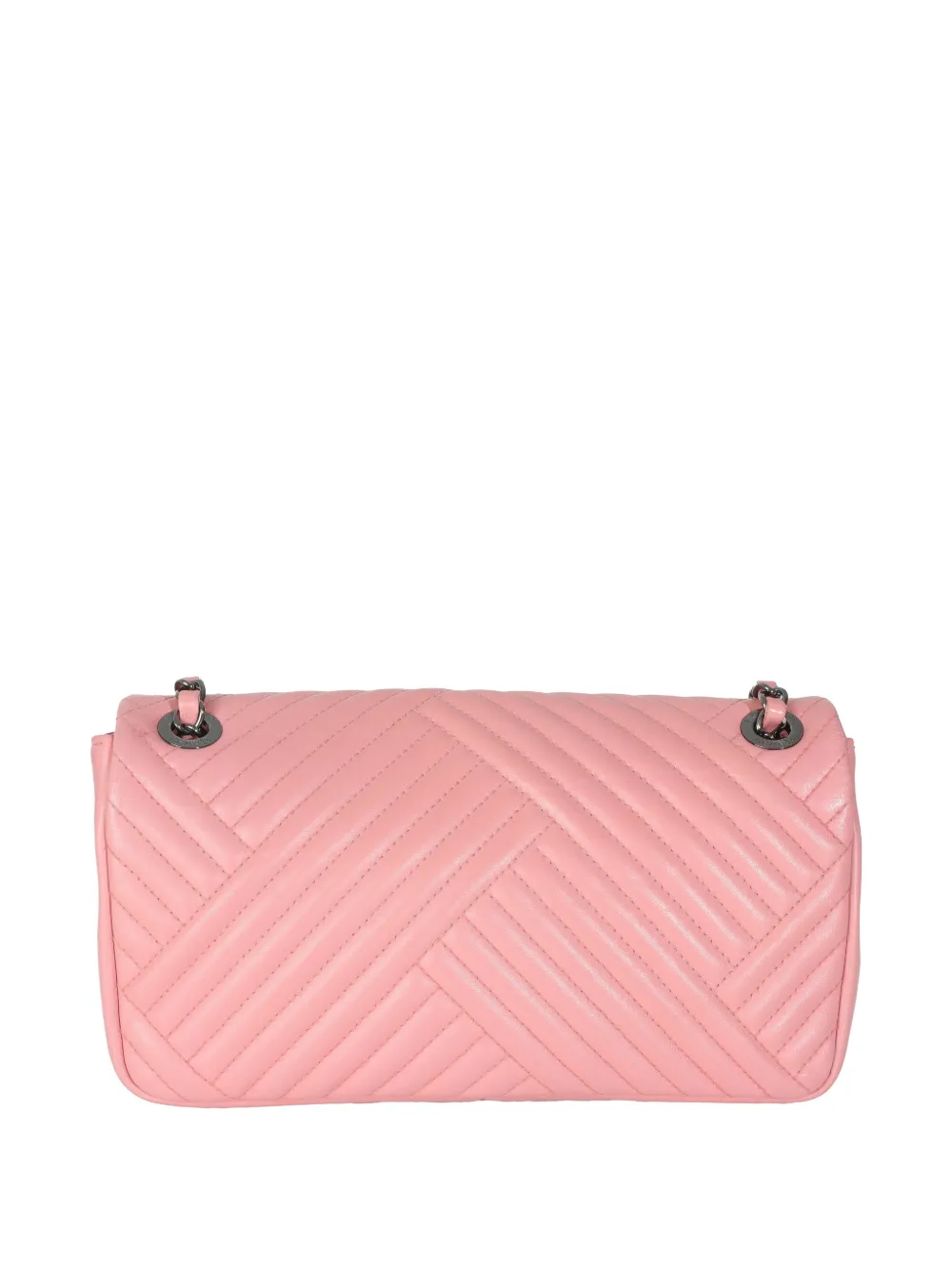 Pre-owned Chanel 2015-2016 Flap Bag Medium Chevron Shoulder Bag In Pink