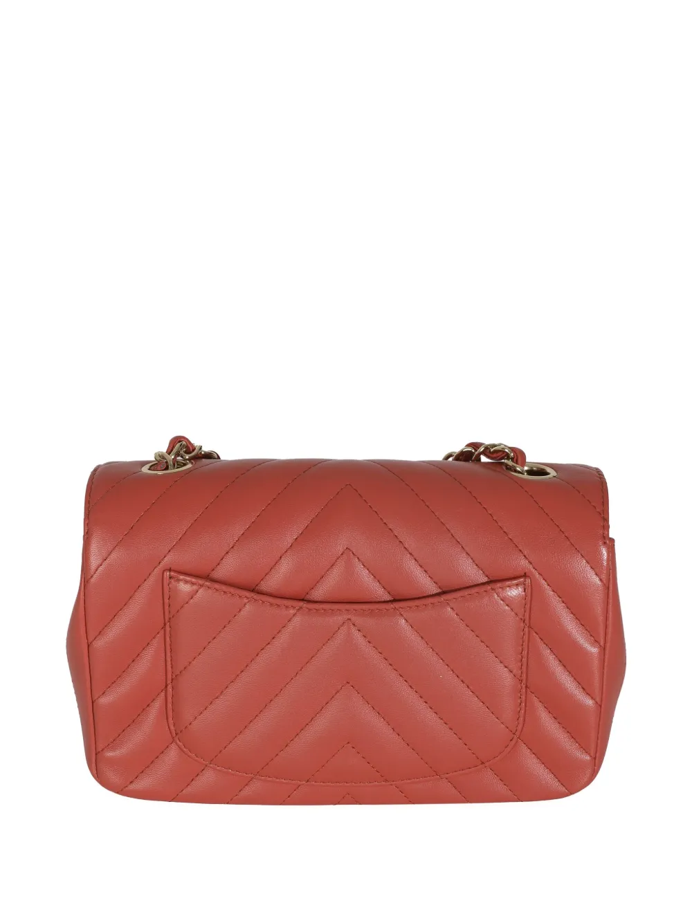 CHANEL Pre-owned 2018 Flap Bag Mini Chevron-quilting Shoulder Bag In Red