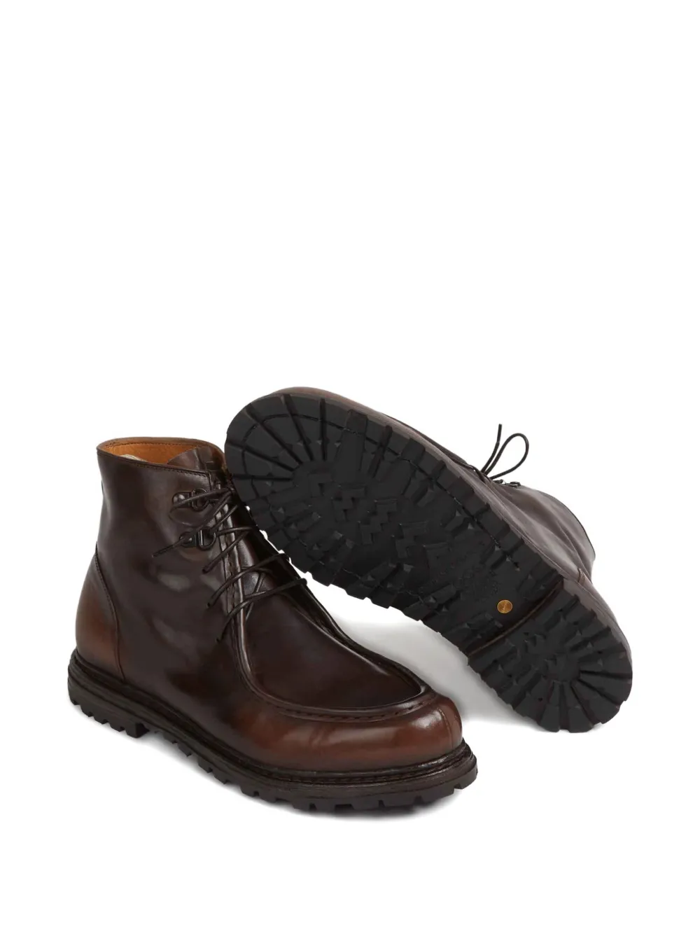 Officine Creative Leren laarzen met ronde neus Bruin