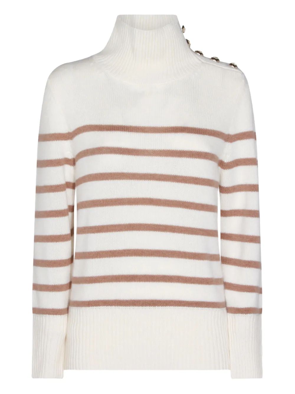 kujten Geknöpfter Margot Pullover mit Streifen | Nude | Image 1